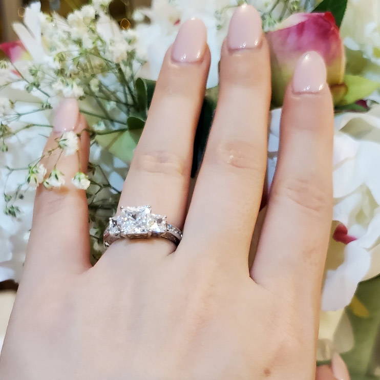 Image Contain: Model Wearing 3-Stone Ring