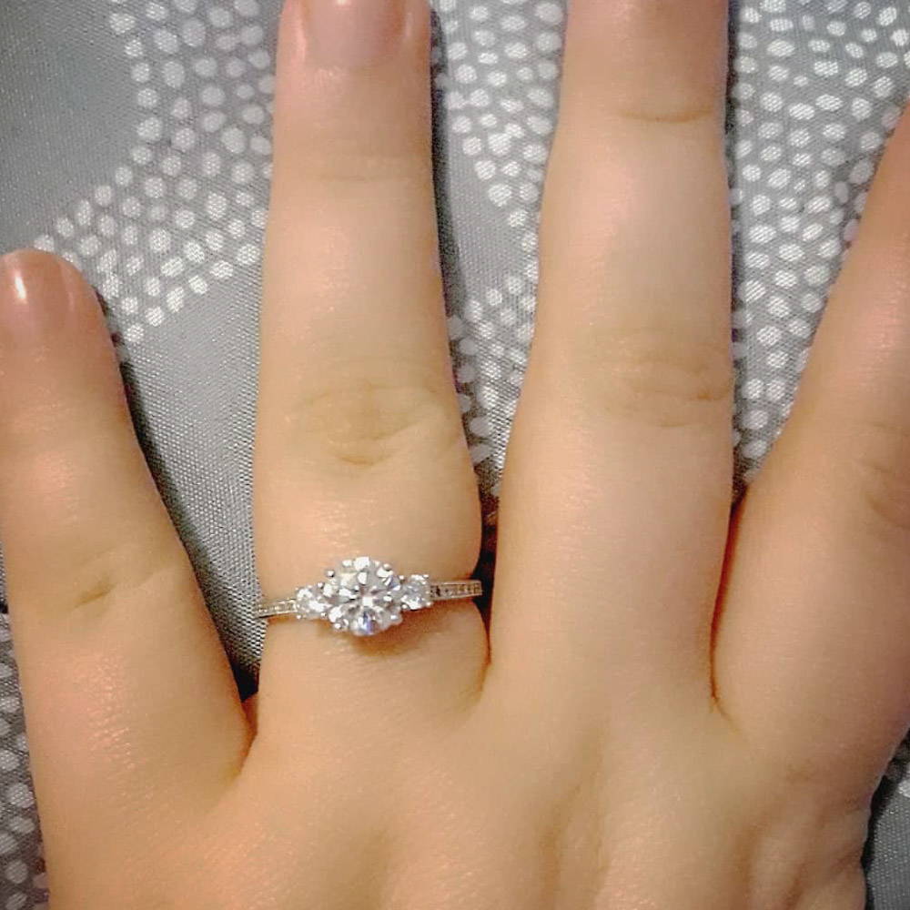 Silver 3-Stone 2.6ct Emerald Cut CZ Wedding Engagement Ring