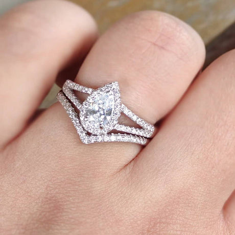 Image Contain: Model Wearing Split Shank Ring, Wishbone Curved Eternity Ring