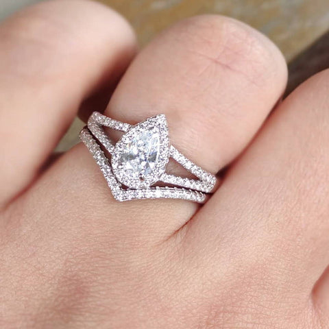 Image Contain: Model Wearing Split Shank Ring, Wishbone Curved Eternity Ring