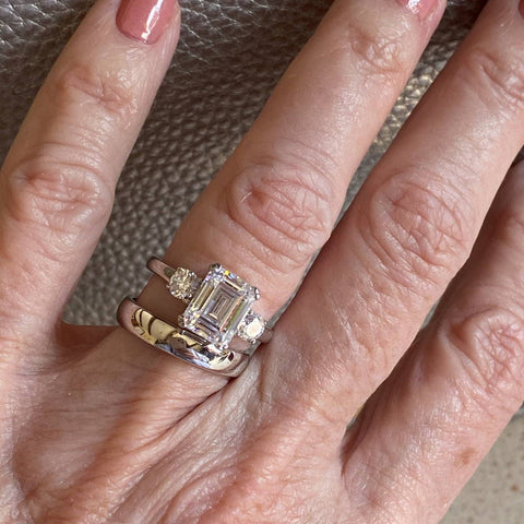 Image Contain: Model Wearing 3-Stone Ring, Band