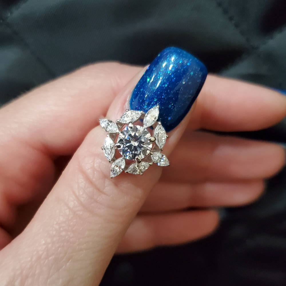 Image Contain: Model Wearing Solitaire with Side Stones Ring