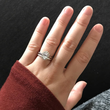 Model Wearing Art Deco Ring, Band