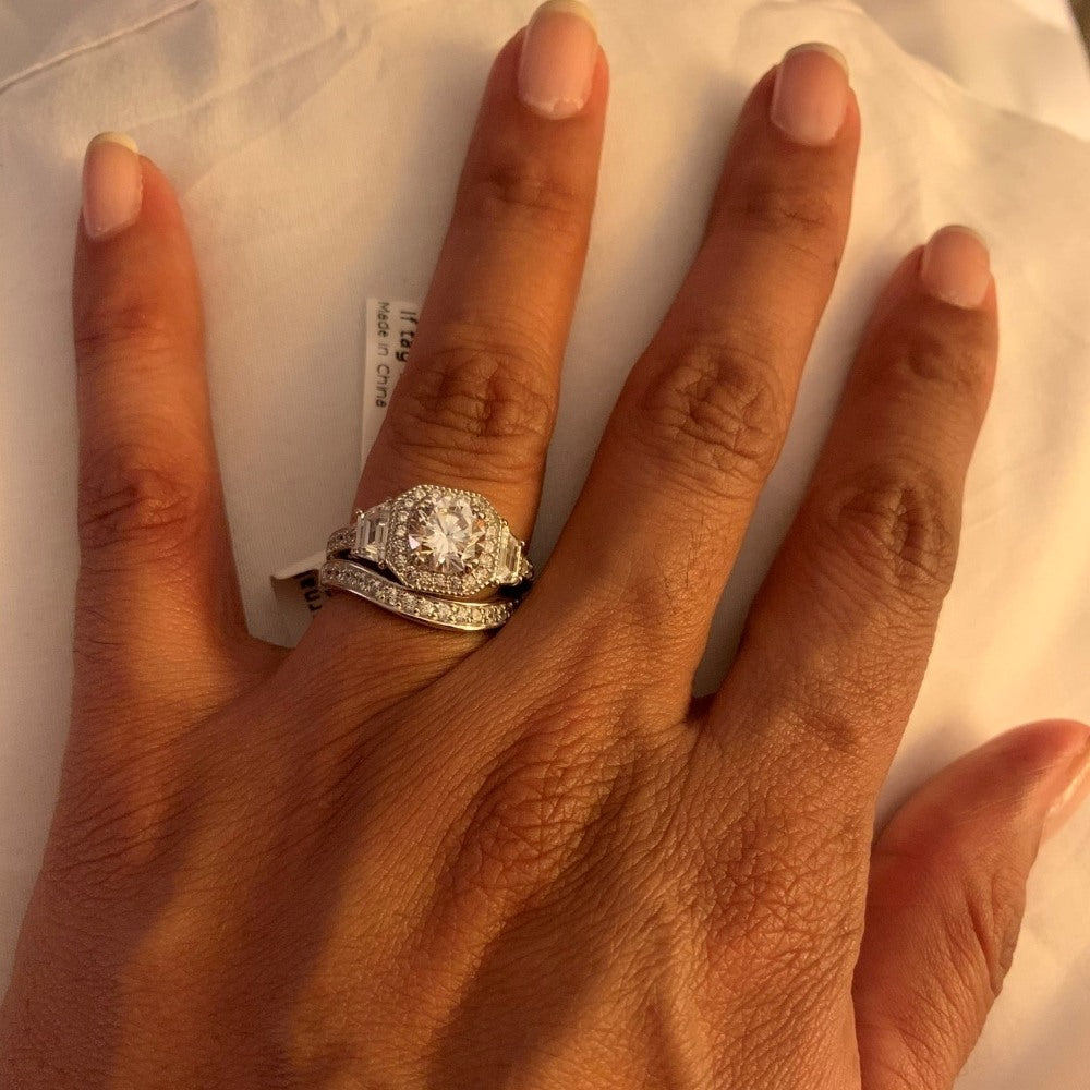 Halo Art Deco Promise Marquise CZ Wedding Engagement Ring