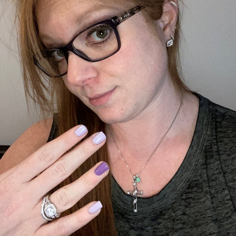 Image Contain: Model Wearing Curved Half Eternity Ring, Halo Ring