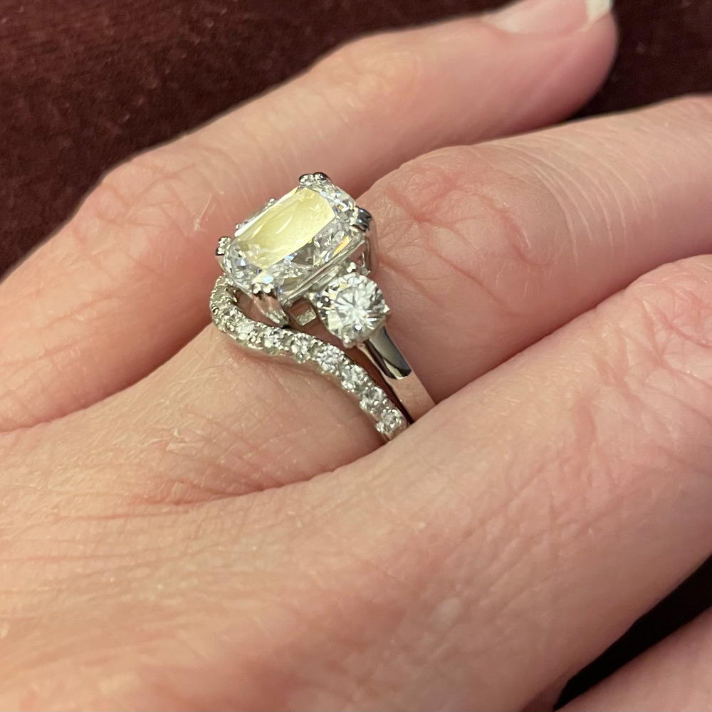 Halo Wishbone Marquise CZ Engagement Split Shank Ring Set