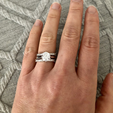 Image Contain: Model Wearing Art Deco Half Eternity Ring, Solitaire Ring