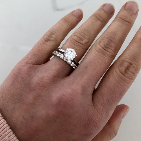 Image Contain: Model Wearing Eternity Ring, Solitaire Ring