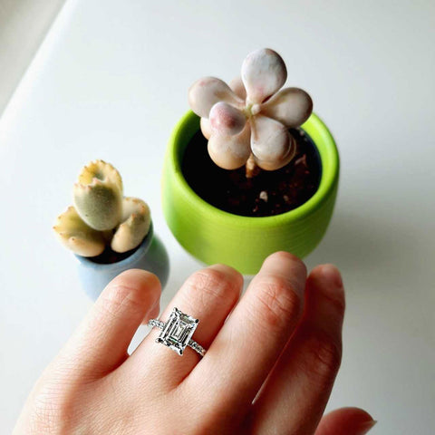 Image Contain: Model Wearing Solitaire with Side Stones Ring