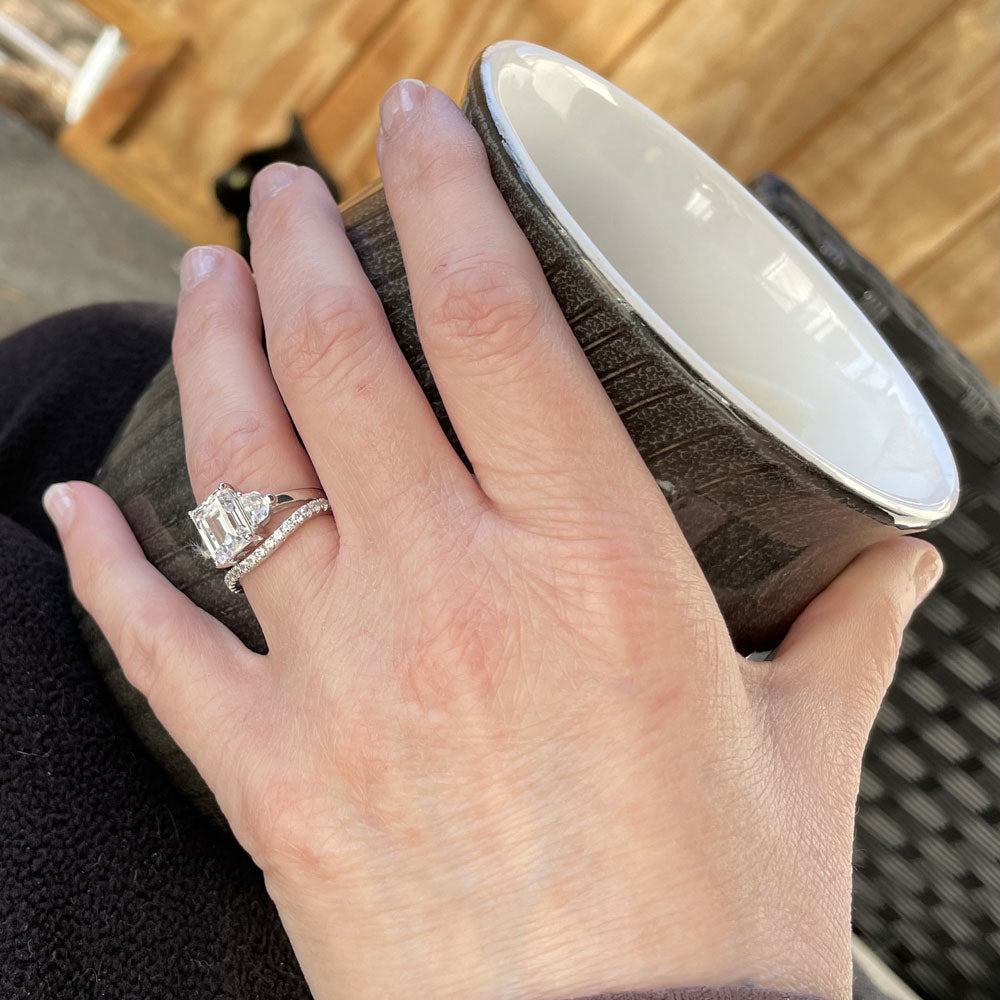 Silver 3-Stone 2.1ct CZ Wedding Engagement Promise Ring Silver 3-Stone 2.1ct CZ Wedding Engagement Promise Ring