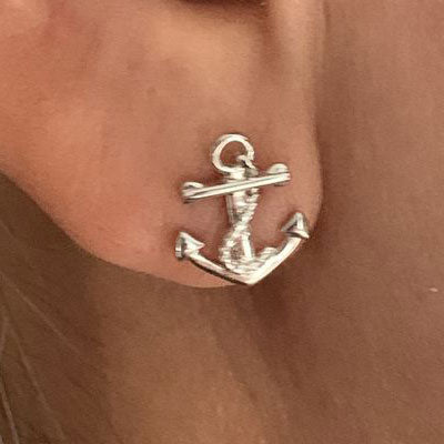 Image Contain: Model Wearing Anchor Stud Earrings