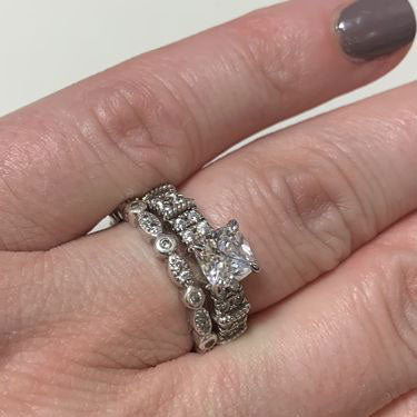 Image Contain: Model Wearing Solitaire with Side Stones Ring