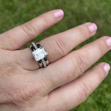 Model Wearing Band, Solitaire with Side Stones Ring