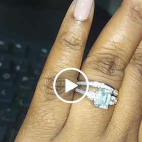 Image Contain: Model Wearing 3-Stone Ring, Curved Half Eternity Ring