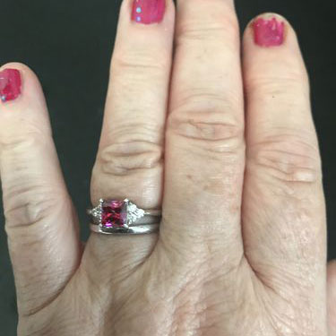 Image Contain: Model Wearing Solitaire with Side Stones Ring