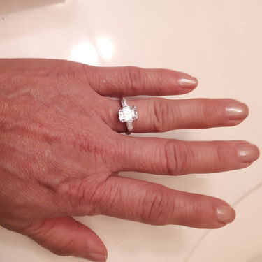 Silver 3-Stone 2.6ct Emerald Cut CZ Wedding Engagement Ring