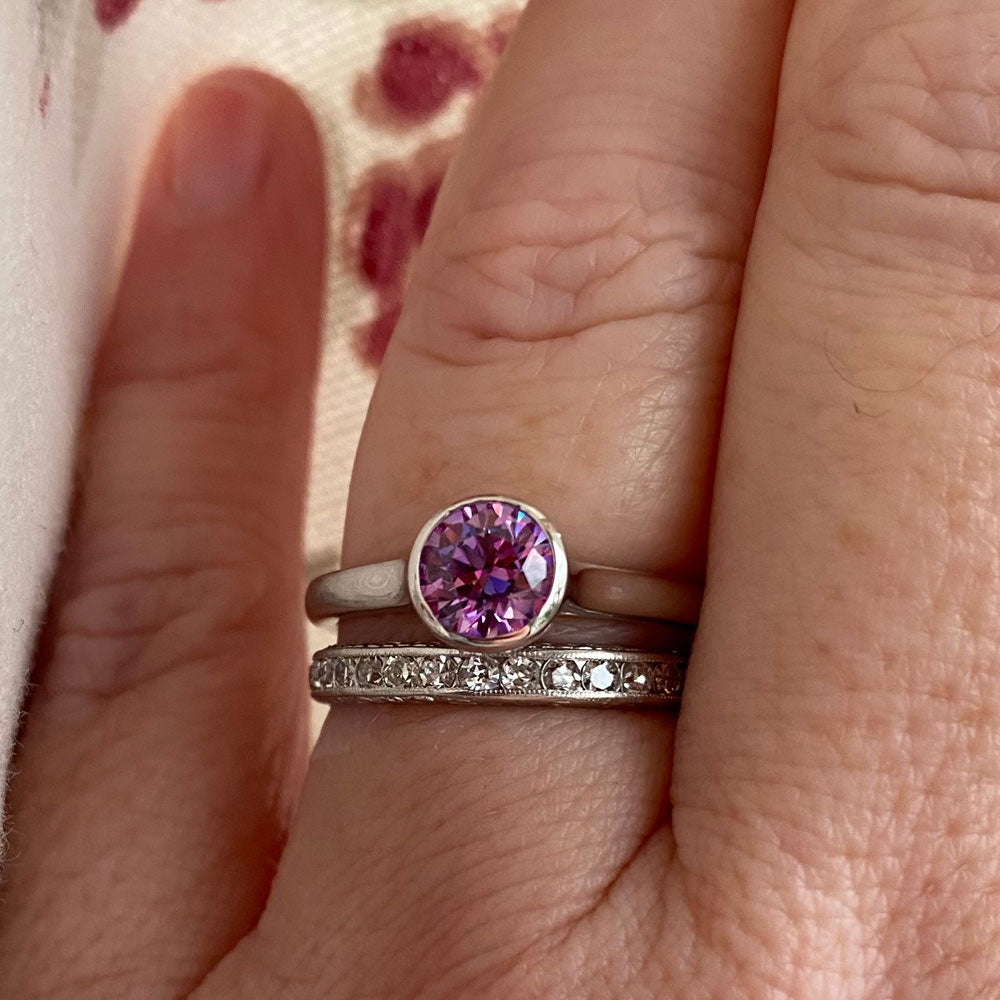 Silver Solitaire 0.8ct Half Bezel CZ Wedding Engagement Ring