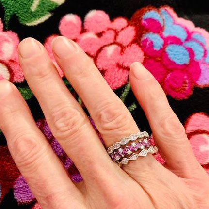 Image Contain: Model Wearing Eternity Ring, Flower Band