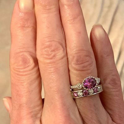Image Contain: Model Wearing 3-Stone Ring, Half Eternity Ring