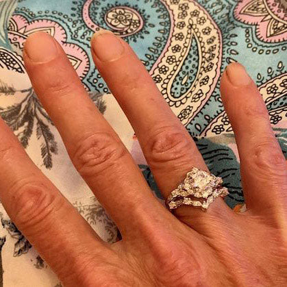 Image Contain: Model Wearing Halo Ring, Wishbone Curved Band