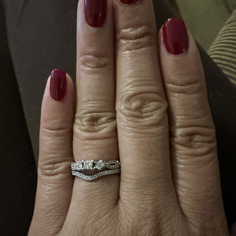 Image Contain: Model Wearing Wishbone Curved Half Eternity Ring