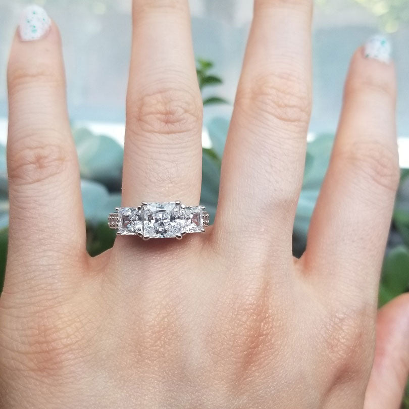 Image Contain: Model Wearing 3-Stone Ring
