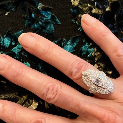 Image Contain: Model Wearing Art Deco Ring