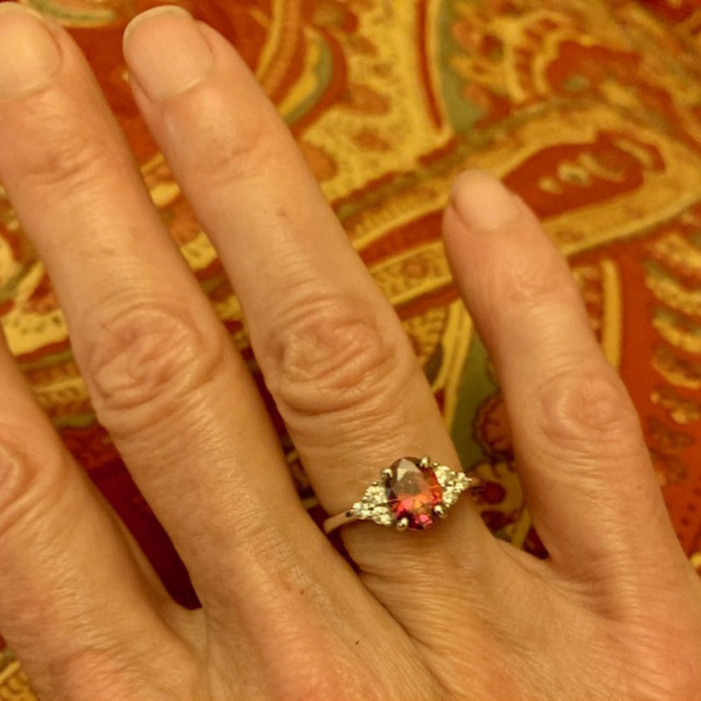Image Contain: Model Wearing Solitaire with Side Stones Ring