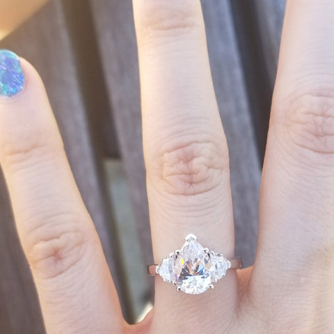 Image Contain: Model Wearing 3-Stone Ring