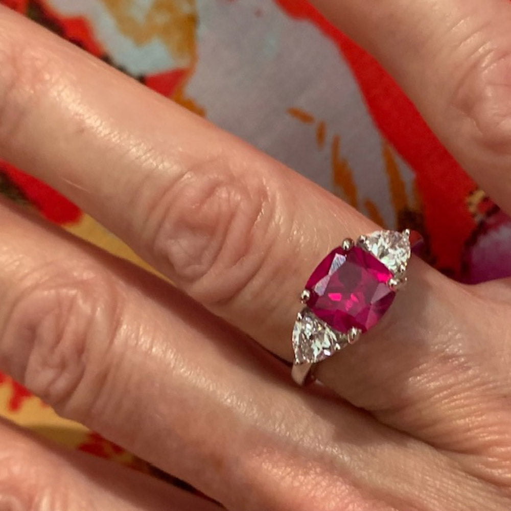 Image Contain: Model Wearing 3-Stone Ring