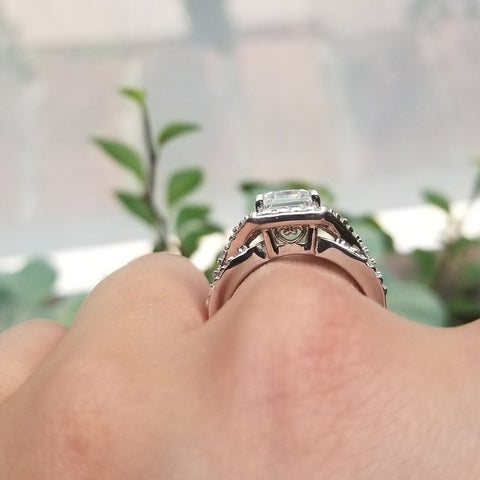 Image Contain: Model Wearing 3-Stone Split Shank Ring