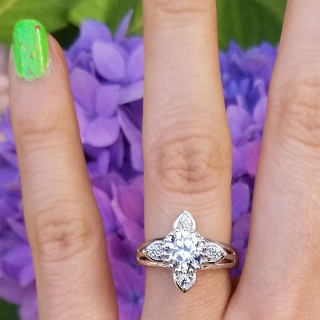 Model Wearing Flower Ring