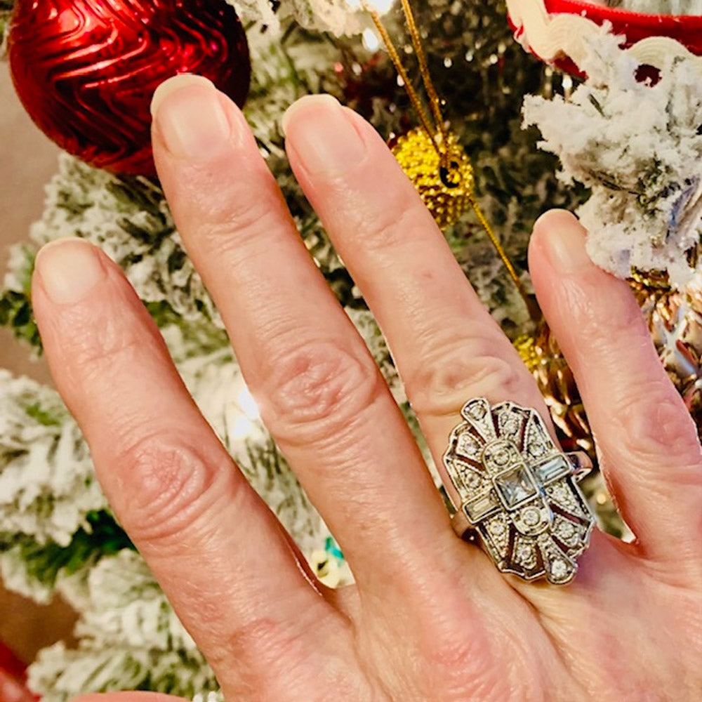 Image Contain: Model Wearing Art Deco Ring