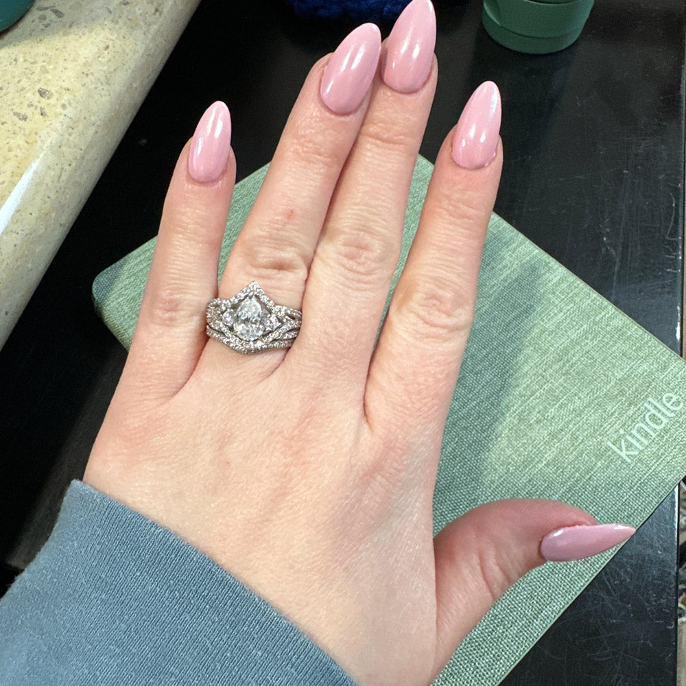 Image Contain: Model Wearing Wishbone Curved Half Eternity Ring, Woven Ring