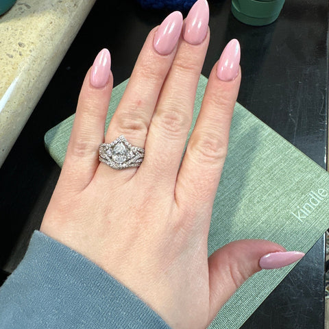 Image Contain: Model Wearing Wishbone Curved Half Eternity Ring, Woven Ring