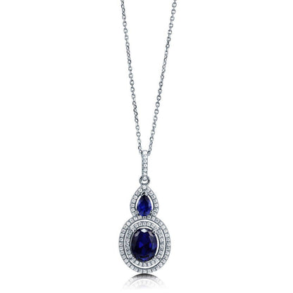 Halo Sapphire-Blue Oval CZ Set in Sterling Silver