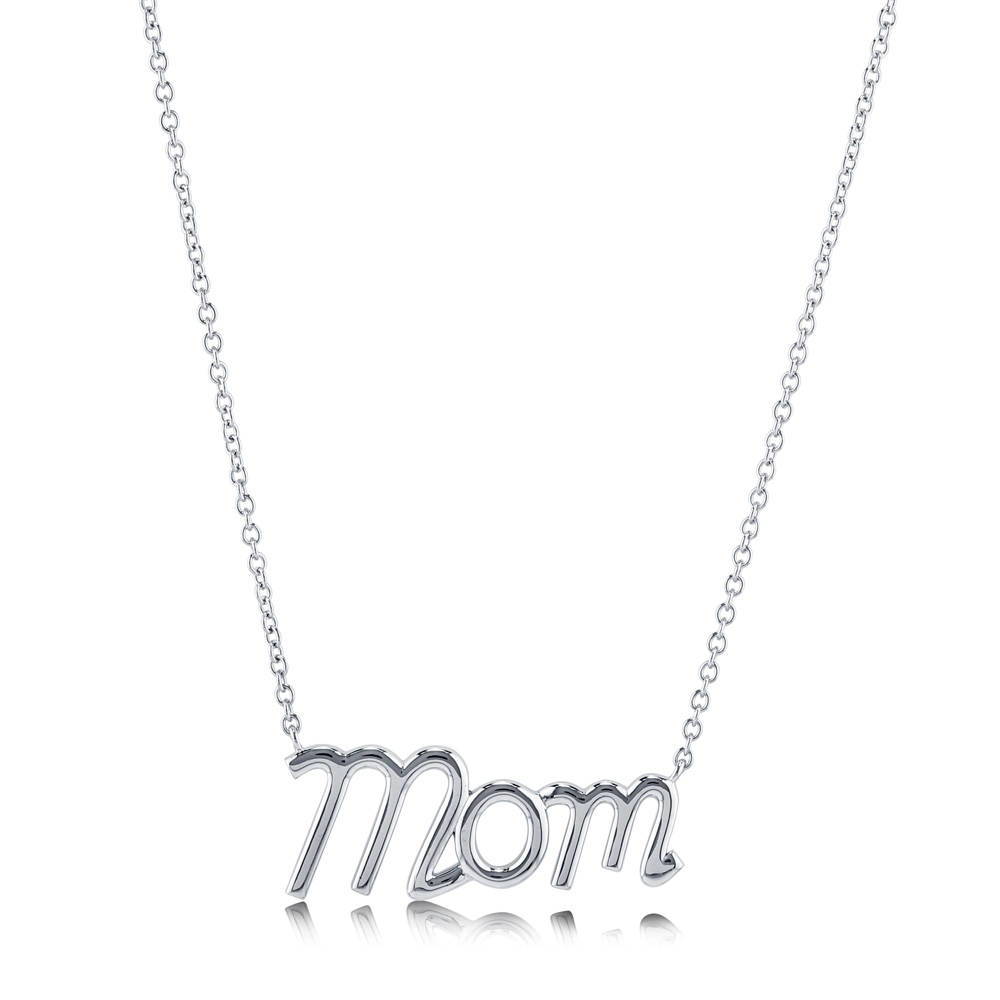 Mom Pendant Necklace in Sterling Silver