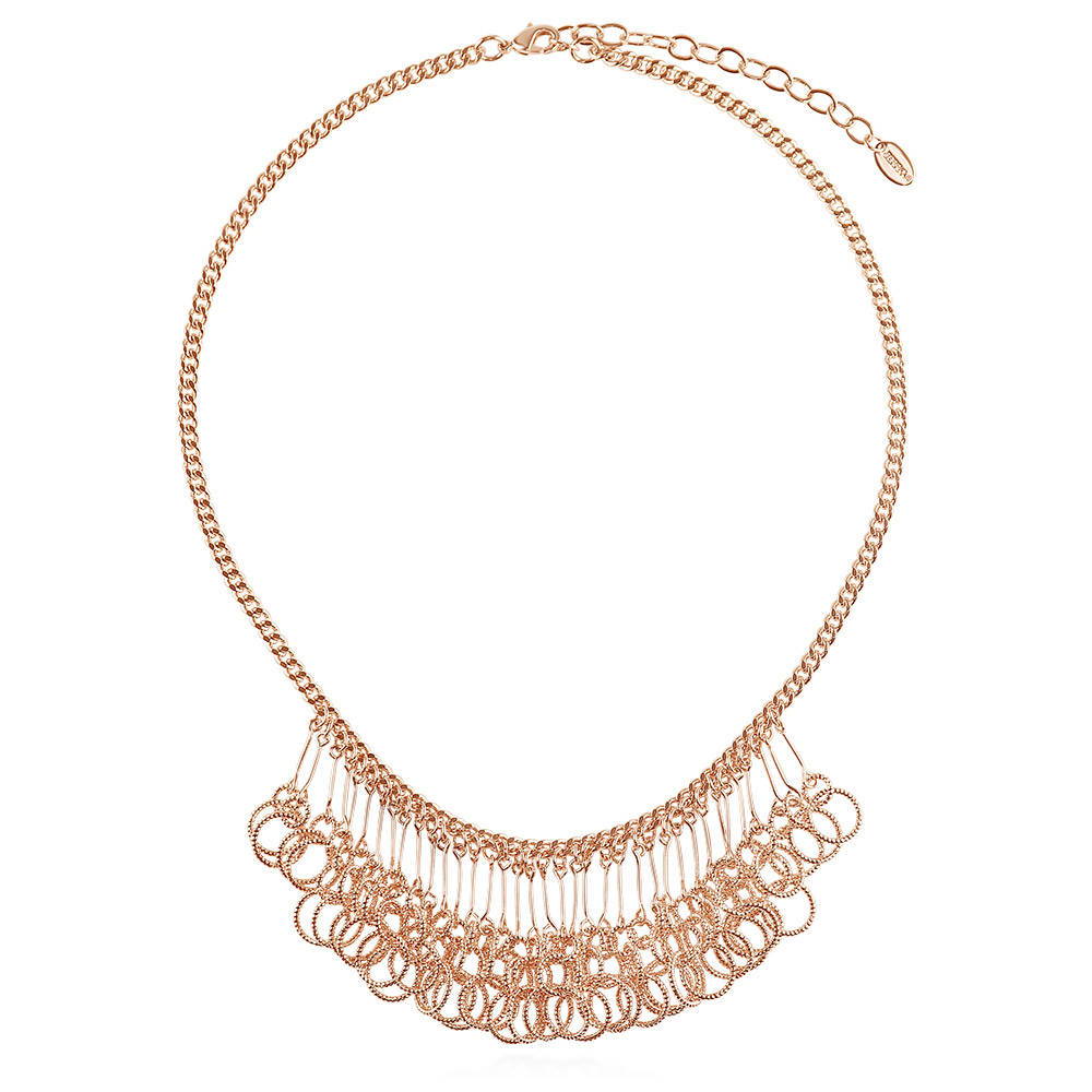 Open Circle Lightweight Statement Necklace in Rose Gold-Tone, 1 of 5