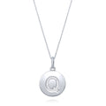 Initial Letter CZ Necklace in Sterling Silver, Q