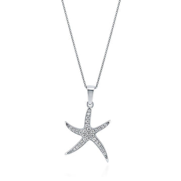 Starfish CZ Pendant Necklace in Sterling Silver