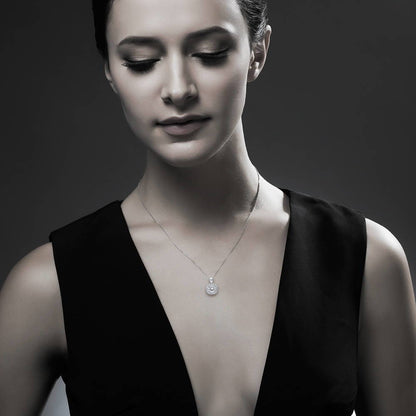 Halo Cushion CZ Necklace in Sterling Silver