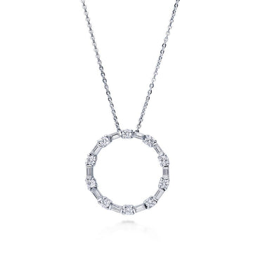 Open Circle CZ Pendant Necklace in Sterling Silver