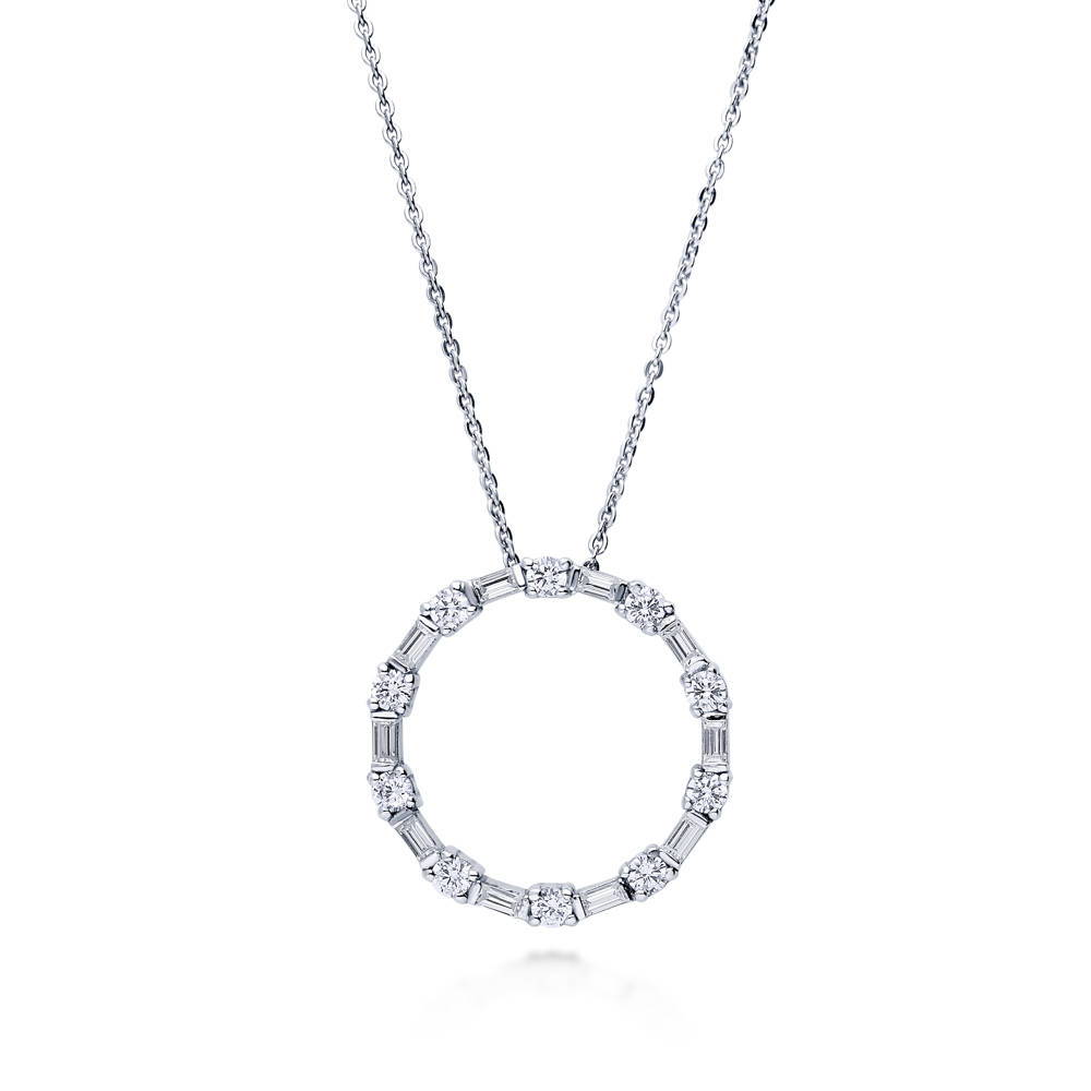 Open Circle CZ Pendant Necklace in Sterling Silver, 1 of 10