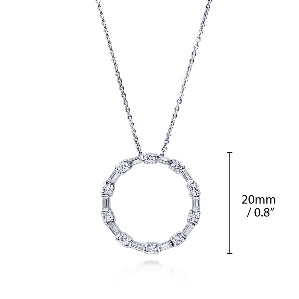 Angle view of Open Circle CZ Pendant Necklace in Sterling Silver, 5 of 10