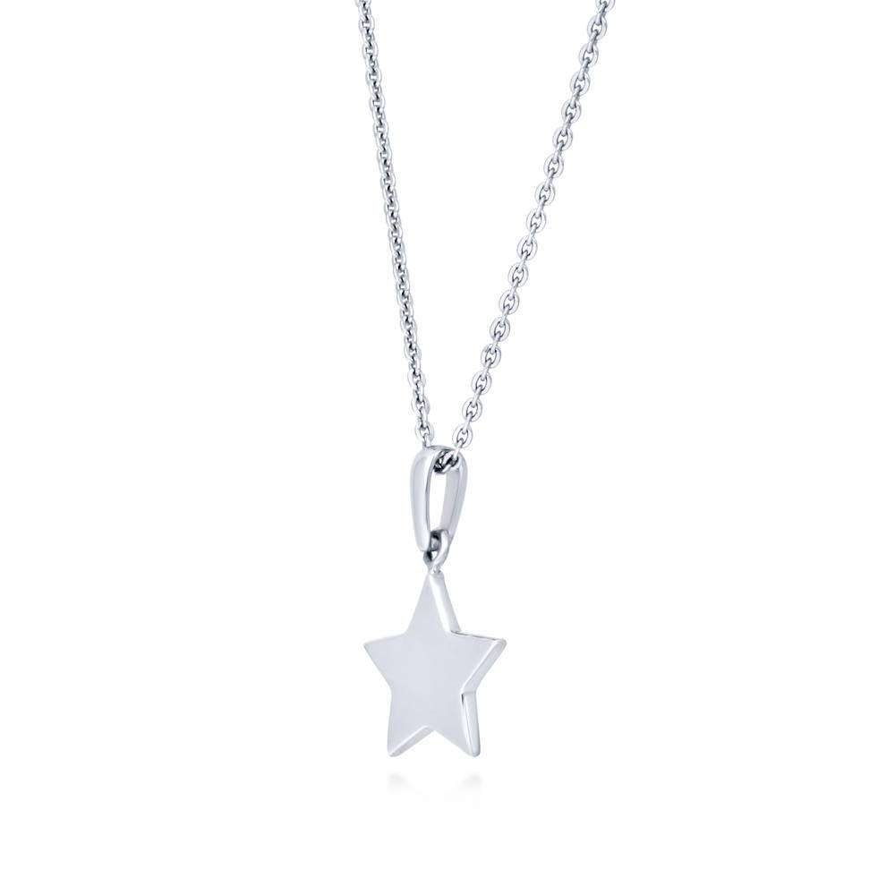 Front view of Star Pendant Necklace in Sterling Silver, 3 of 7