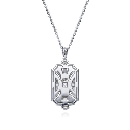 Art Deco Milgrain CZ Necklace in Sterling Silver