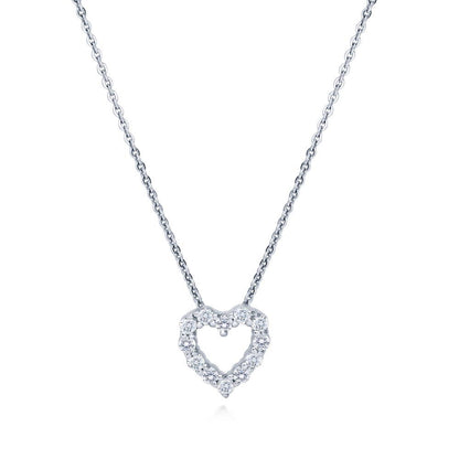 Open Heart CZ Necklace in Sterling Silver