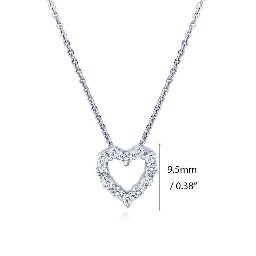 Open Heart CZ Necklace in Sterling Silver