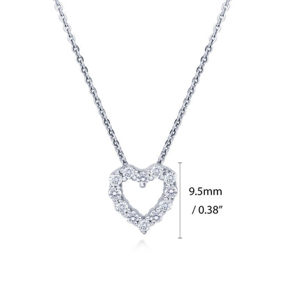 Open Heart CZ Necklace in Sterling Silver