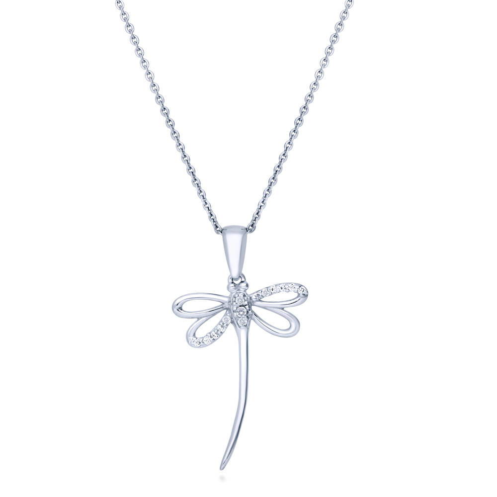 Dragonfly CZ Necklace and Earrings Set in Sterling Silver, 4 of 7